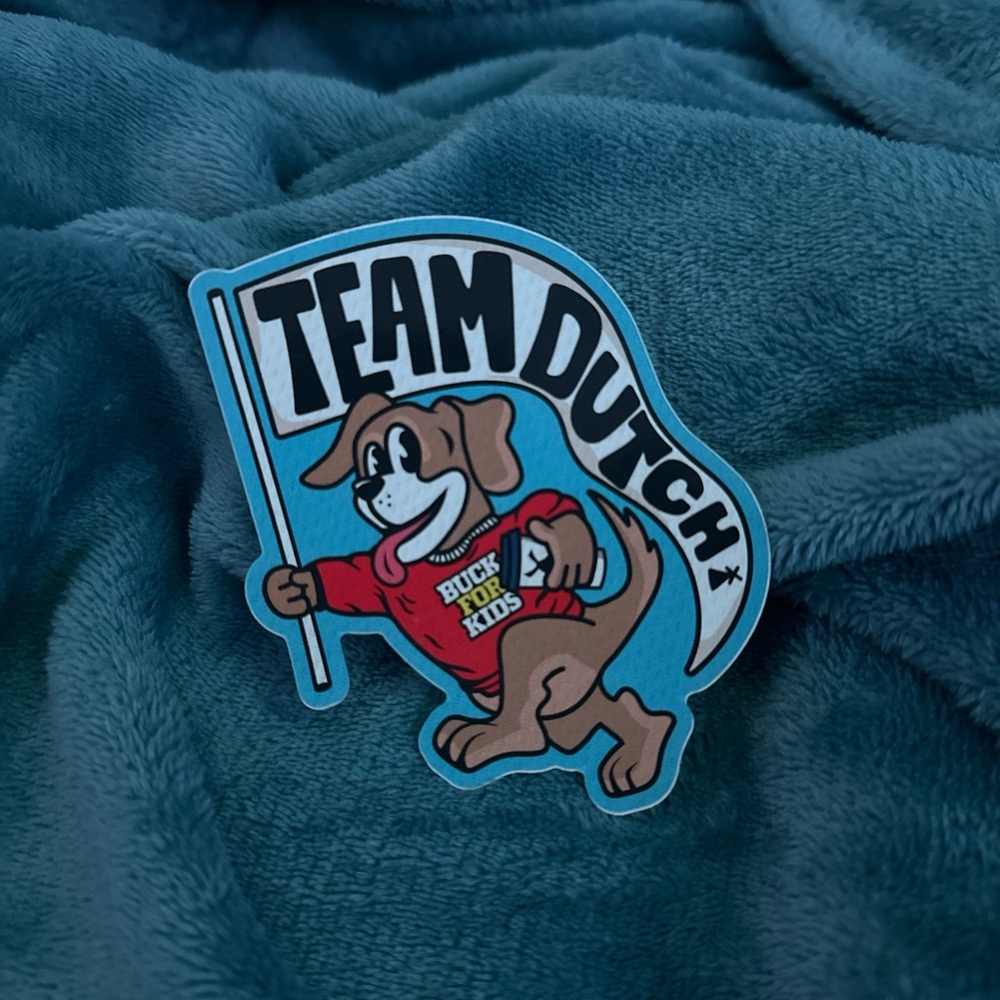 Dutch Bros Team Dutch Dog Sticker - Blue and Red